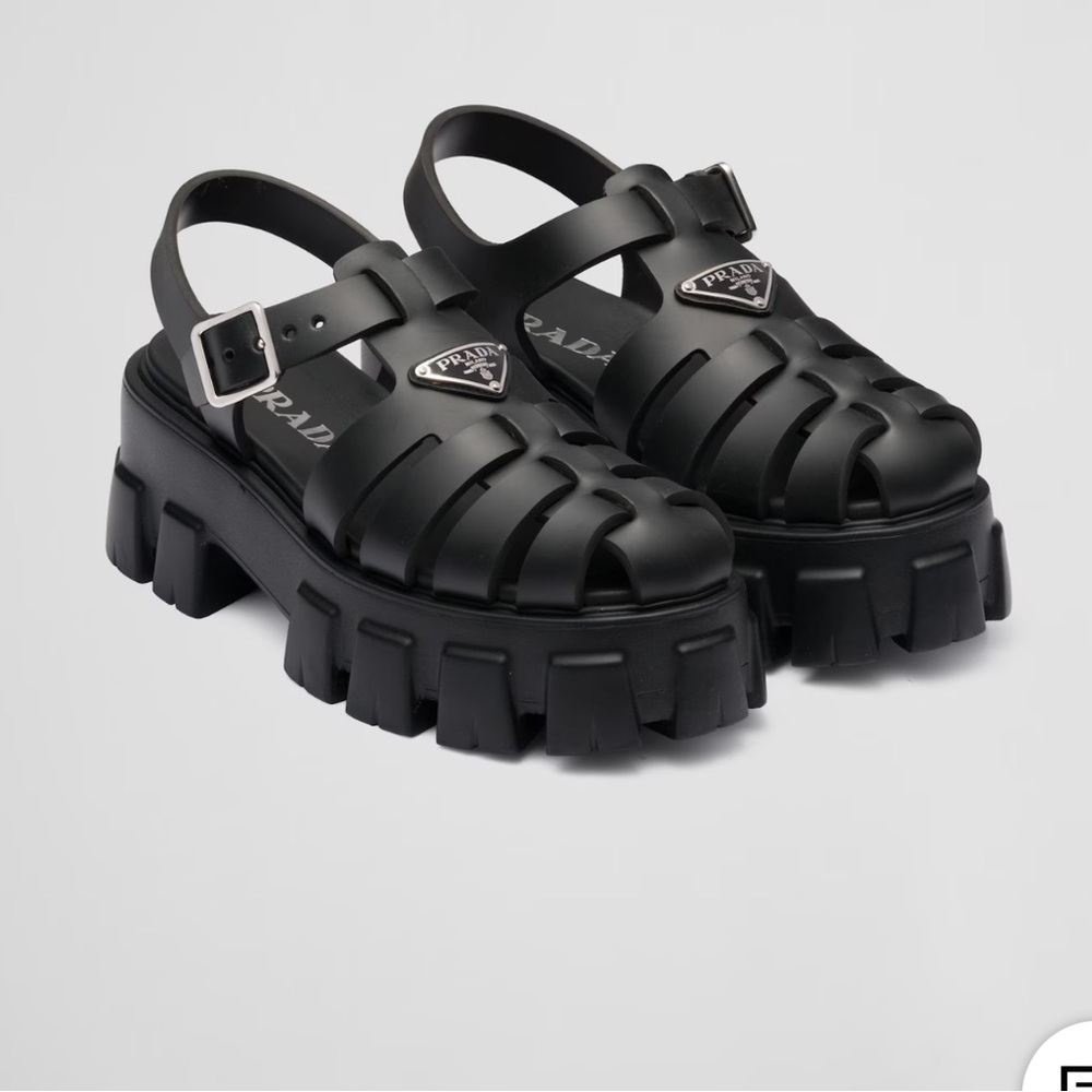 Prada Black Monolith Sandals